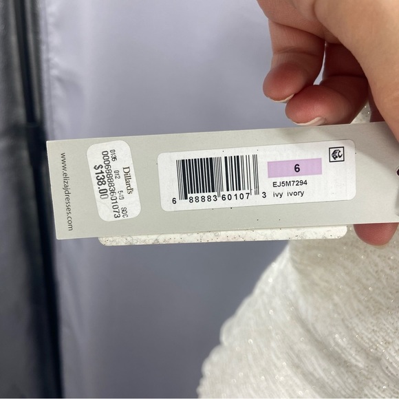 Eliza J Ivory & Gold Fukuro Textured Glitter Halter Sheath Party Cocktail NWT - Picture 5 of 13